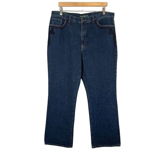 Lauren Ralph Lauren Denim - Lauren Ralph Lauren Jeans Women 16 Blue Denim Dark Wash Straight Leg Preppy 80s